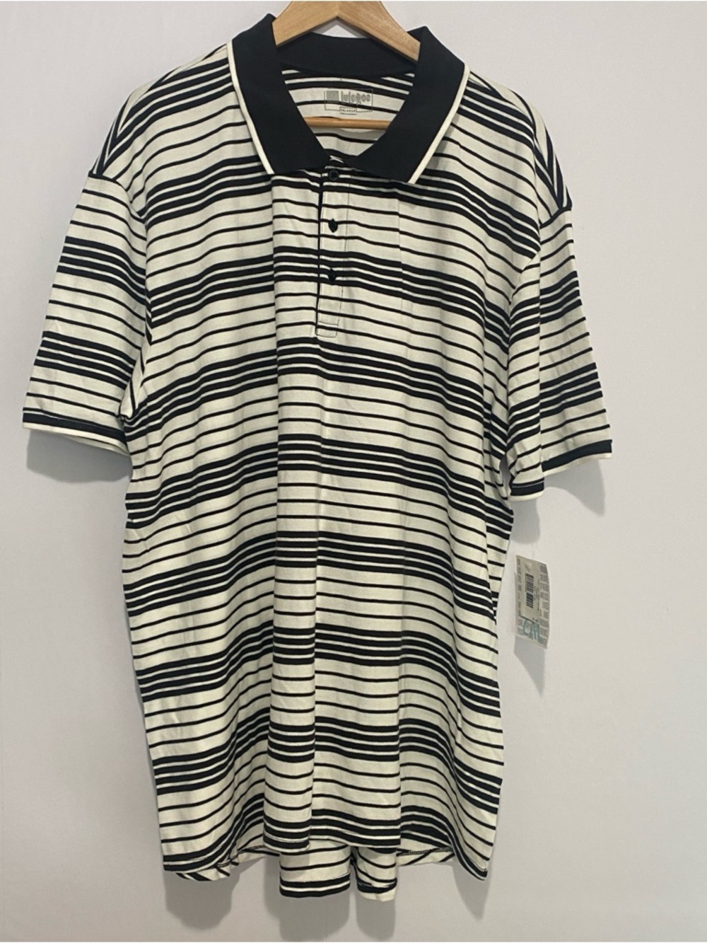 LuLaRoe Men's Polo Shirt Stripe 2XL Black White Comfy Casual Cotton NWT
